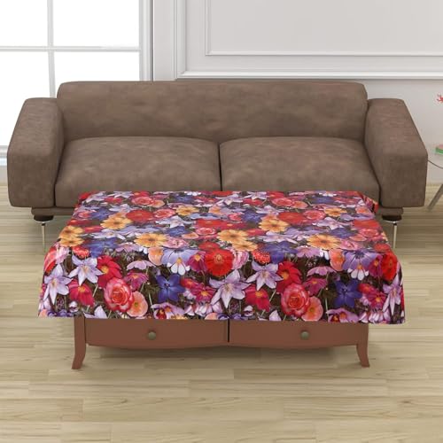Image of Dakshya Industirs PVC Waterproof Table Cover 36x54 Inch Floral Printed Center Table Cover Washable Plastic Table Sheet Oilproof Dining Table Cover for Coffee Table Living Room Home (Floral Elegance)