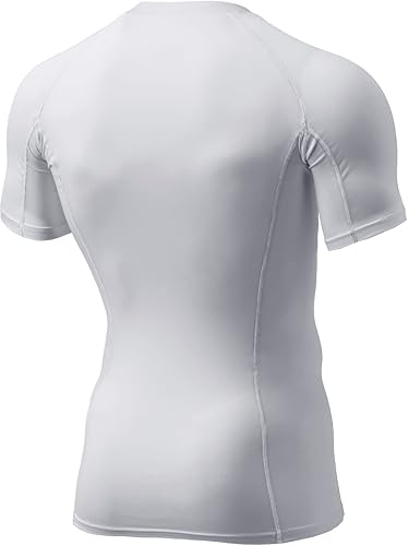 Miniatura 9 de TSLA Camisas de compresión para hombre UPF 50+, de manga corta, de secado rápido, camisa de entrenamiento atlético, protector de erupciones para