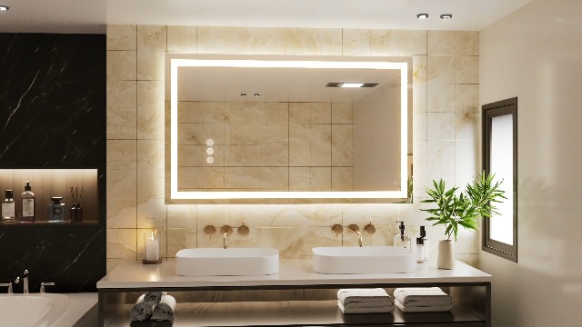 Specchio da bagno led 120x80 cm luce retroilluminata e frontale con antiappannante - Atens