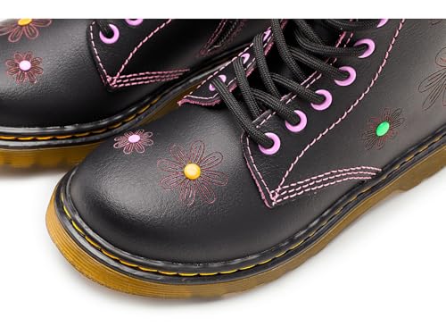 Image of Dr. Martens Unisex Kids 1460 J (Little Kid /Big Kid), Black /Dusty Rose, 4, Medium, Big Kid
