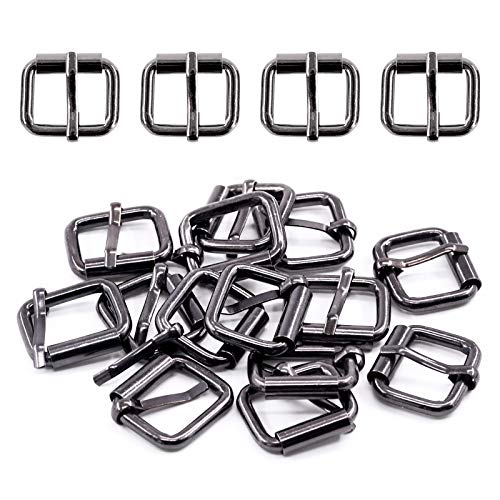 Swpeet 60Pcs Heavy Duty 3/4 Inch - 20mm Gun-Black Multi-Purpose Metal Roller Buckles Metal Rings for Belts Hardware Bags Ring Hand DIY Accessories Keychains Belts and Dog Leash (Gun-Black, 3/4 Inch)