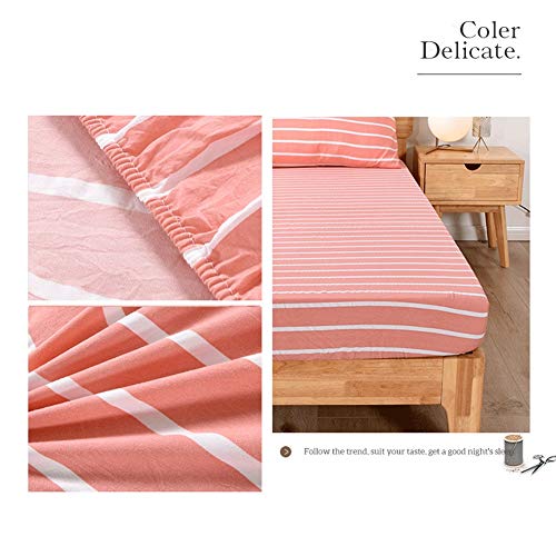 Drap de lit coton rose 200x220 cm grand bonnet 25cm drap housse BLUNOA - 3