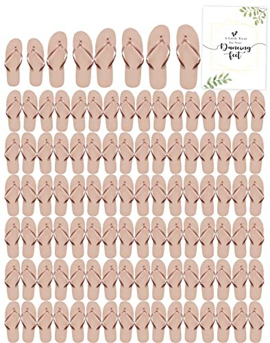 48 Pairs Flip Flops, Includes Sign Bulk Wedding Reception Favor, Beach Pool Party Soft Sole Wholesale Case