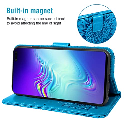 Asuwish Phone Case For Samsung Galaxy S10 5G Wallet Cases With Tempered Glass Screen Protector And Leather Slim Flip Cover Card Holder Stand Cell Accessories Glaxay S105G Galaxies S 10 G5 Women Men Blue thumb #3