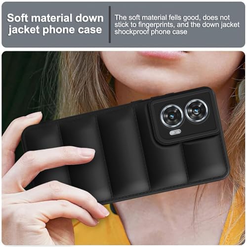 Image of Amazon Brand - Solimo Rubber Puffer Case Camera Protection Soft Back Cover for Motorola Moto Edge 50 Fusion - Black