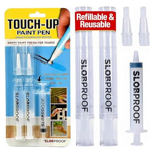 Slobproof Refillable Touch-Up Paint Pen, Mess-Free, Reusable Wall Paint Repair Tool, Precise Application, DIY Home Improvement, Furniture, Arts and Crafts, Patented Design, Easy Storage, Pack of 2
