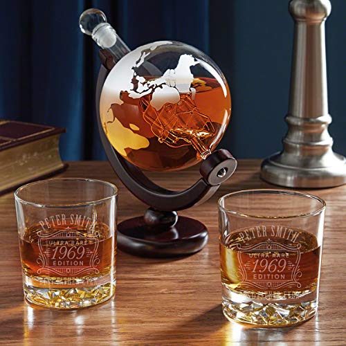 Ultra Rare Edition Personalized Fairbanks Globe Whiskey Decanter Set (Custom Product)