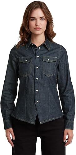 G-STAR Camisa Kick Slim para Mujer, Azul (rinsed D27925-D539-082), XS