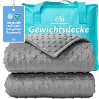 Ella Gewichtsdecke Kinder 3,2 kg 100x150 cm - Therapiedecke, für Stressabbau & Angstzustände, Hypoallergene Glasperlen, weiche & kühlende Baumwoll- Außenschicht, für Kinder von 25-40 kg - Grau Minky