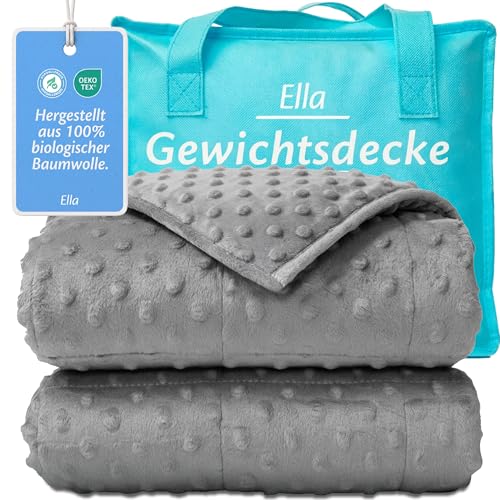 Ella Gewichtsdecke Kinder 3,2 kg 100x150 cm - Therapiedecke, für Stressabbau & Angstzustände, Hypoallergene Glasperlen, weiche & kühlende Baumwoll- Außenschicht, für Kinder von 25-40 kg - Grau Minky