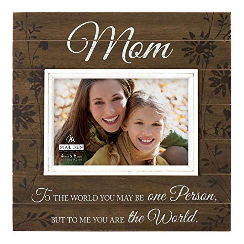 Malden International Designs Sun Washed Words Mom Walnut Distressed Picture Frame, 4x6, Walnut