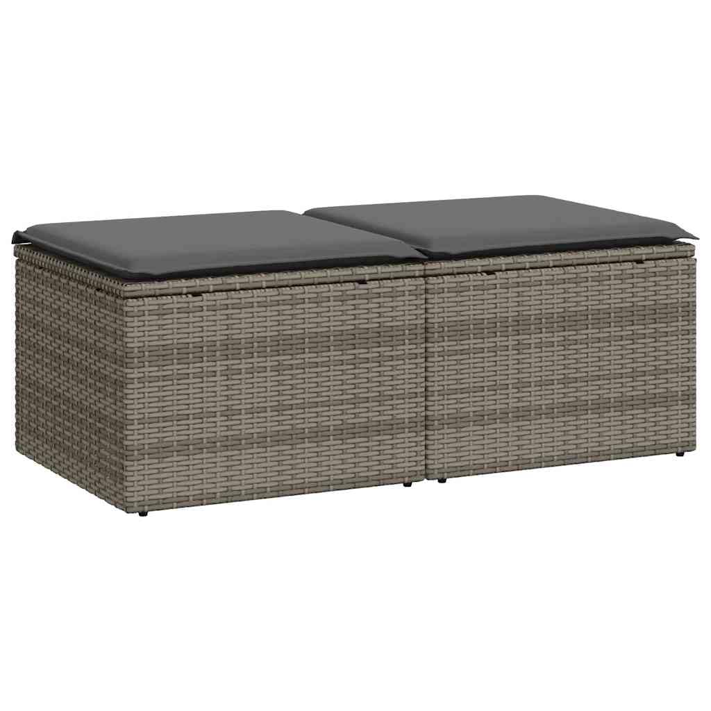 vidaXL Set sofás jardín y Cojines 2 pzas ratán sintético Acacia Gris, Juego de sofás de Exterior, Juego de salón de jardín, Juego de sofás de ratán sintético