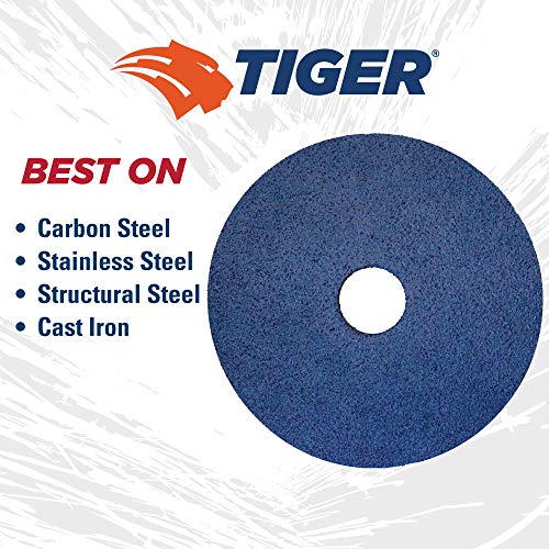 Image of Weiler 59734 Tiger Zirconia Alumina Resin Fiber Sanding & Grinding Disc, 4-1 /2 inch Diameter, 60 Grit, 7 /8 inch Arbor Hole (Pack of 25)