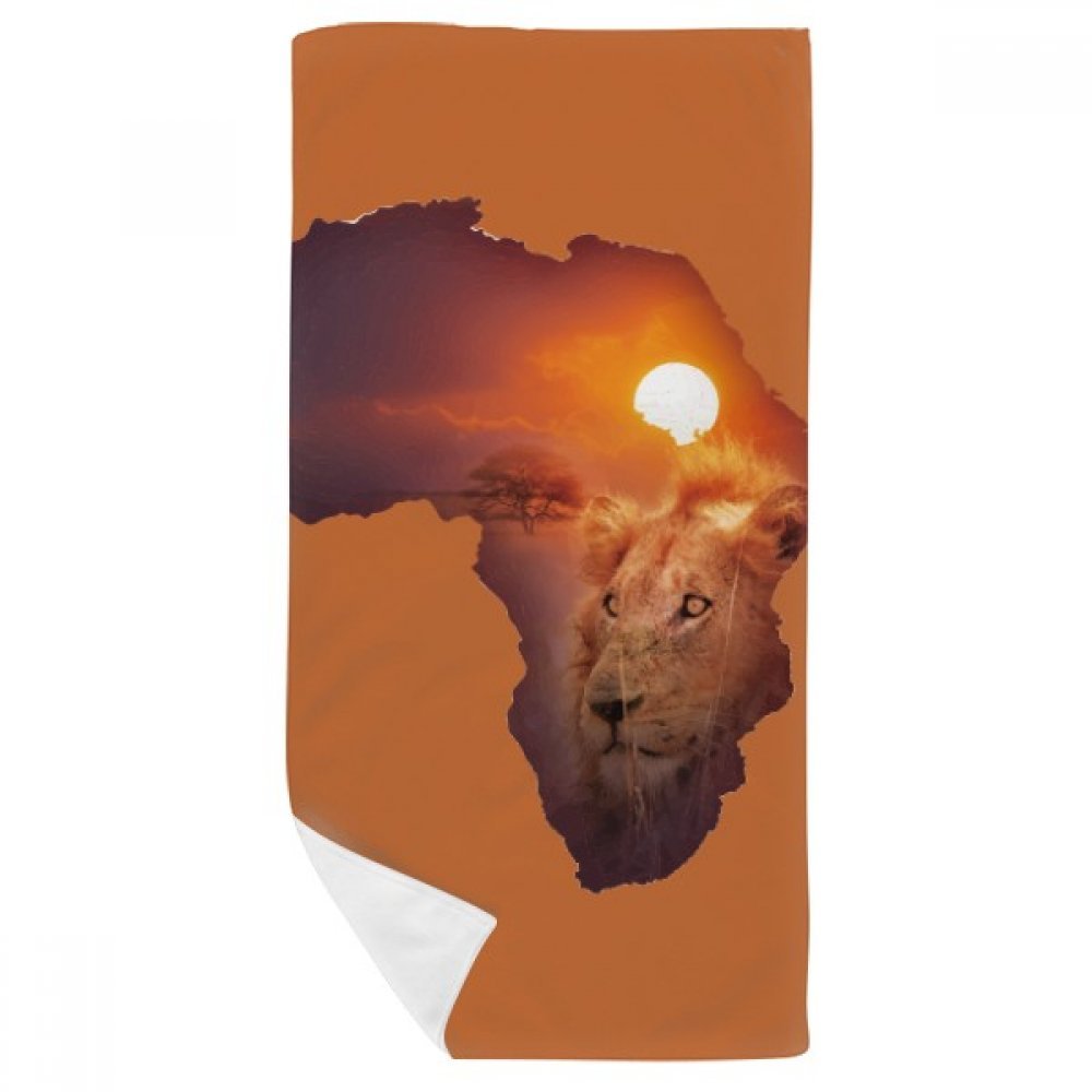 Carte serviette de bain lion Afrique multicolor débarbouillette 35x70cm