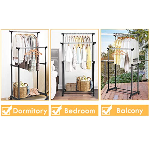 image for Multigot Garment Rack, Single Adjustable Rod Freestanding Clothing Met
