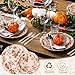 Sliner 350 Pcs Holiday Paper Plates and Napkins Set Disposable Tableware Dinnerware Party Supplies 100 Plate 50 Cup 50 Napkin 50 Sets Knives Fork Spoon for 50 Guest (Retro Colors,Fall Floral)