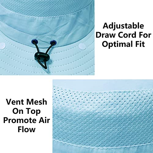 Upf 50+ Sun Fishing Hat For Men Women Wide Brim Hat With Detachable Face Cover & Neck Flap Sky Blue #TOP3