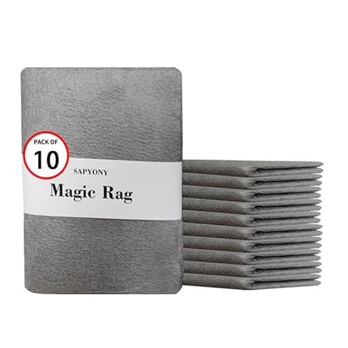 Sapyony Thickened Magic Cleaning Cloth,10 Pcs Lint Free Cloth,Reusable Microfiber Cleaning Rag For Windows,Mirror,Glass,Car,Gray 11.8 * 7In #TOP2