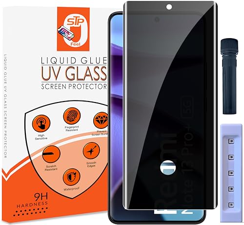 Image of STP FEEL UV Advanced Privacy Tempered Glass Screen Protector Guard Compatible For Redmi Note 13 Pro Plus 5G (6.67 Inch, Pack of 1) Full Edge to Edge Coverage Anti-Spy /Anti-Peeping 9H Hardness