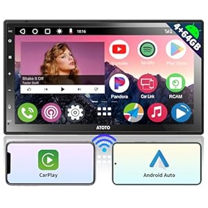 ATOTO A6 7inch Double DIN Android Car Stereo 1280 * 720 QLED Touchscreen, Wireless CarPlay & Wireless Android Auto, 4G+64G, Dual Bluetooth, MirrorLink, GPS Tracking, WiFi/BT/USB Tethering, A6G2C7PP