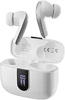 Fone de Ouvido Sem Fio Bluetooth, 40H de Reprodução com Display LED, Intra-Auricular, Cancelamento de Ruído, IPX5, 3 Tamanhos Tampões Ouvido Intercambiáveis, Som Estéreo (Branco)