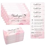 BLSUREFYX 270 PCS Handmade Candle Care Instruction Cards 3.5 x 2 Inches Scented Candles Certified Cards for Candle Makers Soy Bees Wax Coconut Essential Oils Romantic Pink