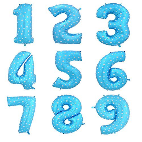 Image of AMFIN 17 inch 1 Number Foil Balloon, Birthday Decoration Items [Helium Supported] - Blue