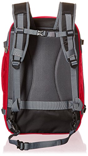 Image of Amazon Basics Travel Backpack, Carry On Backpack, With Laptop Compartment, 40L Capacity, Expandable for 10% Extra Space, Backpack & Shoulder Bag Dual Use, 15.8 inchW x 21.5 inchH x 8.3 inchD, Red