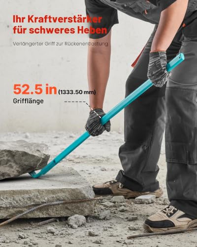 VEVOR Brecheisen, ca. 907 kg Tragkraft, 1422,4 mm Gesamtlänge, Stahl, Nageleisen für Abbrucharbeiten, Beton & Brechen, ideal für den Einsatz im Bauwesen & in der Industrie, mit optimaler Hebelwirkung