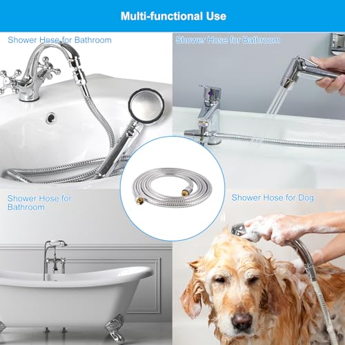 Hibbent All Metal Shower Hose, 119 Inch Stainless Steel Extra Long Shower Hose Replacement, Brass Insert & Nut, Anti-Twist Handheld Shower Head Hose Extension, Flexible Shower Hose Attachment, Chrome - image 5