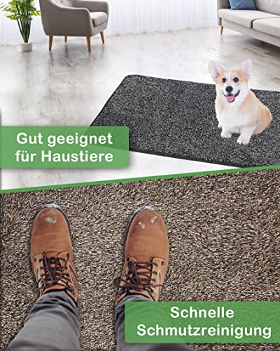 DILUMA Fußmatte Magic 45x75 cm Anthrazit - Super Saugstark, Schnelle Schmutzreinigung, rutschfest, Waschbar - Schmutzfangmatte für Indoor & Outdoor - Fußabtreter Wetterfest - Türvorleger Türmatte