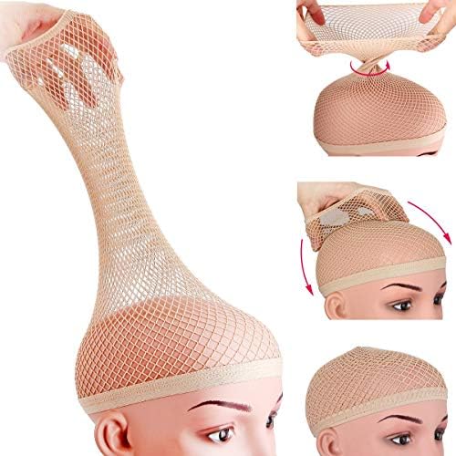 Dreamlover Wig Cap for Long Hair, No Braiding, Natural Nude, 2 Pieces
