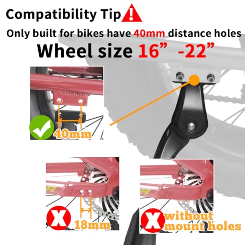 Pata de Apoyo Ajustable para Bicicleta Sataway de Aleación de Aluminio Resistente, montaje trasero para bicicletas de 16 a 22 pulgadas, E-bikes (distancia de agujero 40 mm) miniatura 3