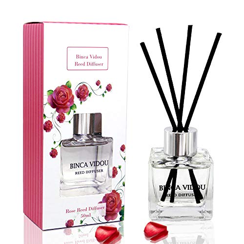 binca vidou Rose Reed Diffuser Set, Scented Oil Diffuser with Rattan Sticks