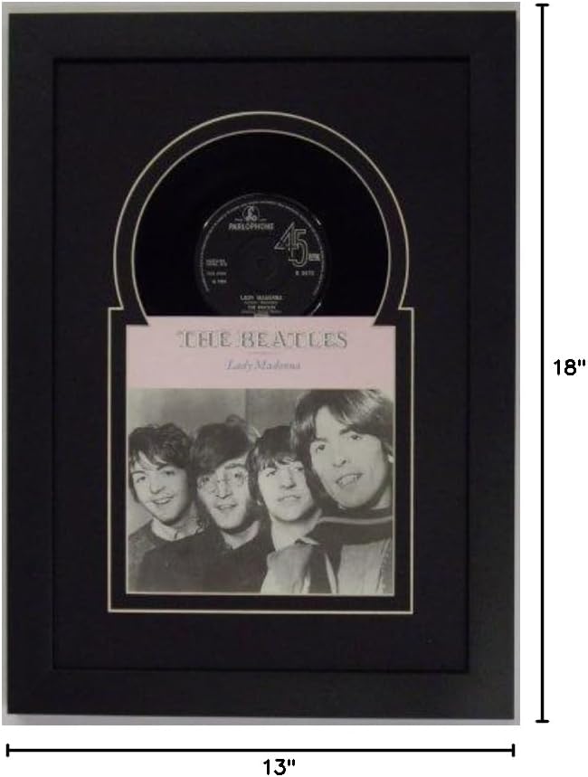 45 (6 7/8") inch Vinyl Record and Record Sleeve Frame Featuring Black Mat Design and Solid Wood Black Frame