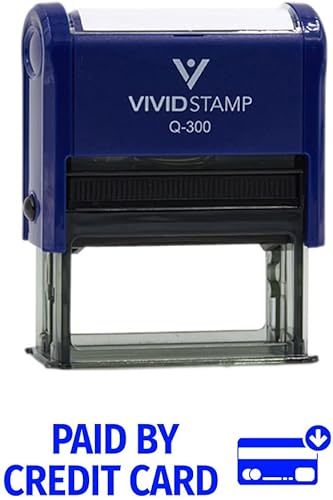 Vivid Stamp Pagado con tarjetas de crédito Sellos de goma autoentintados para negocios (tinta azul) - Q-200