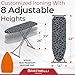 Bartnelli Compact Ironing Board, 13x43 Space-Saving Steel Foldable Iron Board, 4 Layer Cotton Cover, Adjustable Height, Bonus Hanger and Silicone Iron Pad
