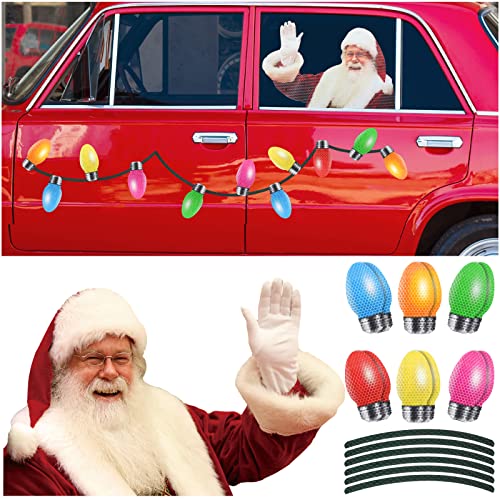 3D Santa Claus Car Rear Window Stickers And Holiday Lights Magnet Set Reflective Christmas Car Decorations Christmas Car Window Decals Christmas Magnets Funny Xmas Car Stickers For Car (Greeting) #TOP18