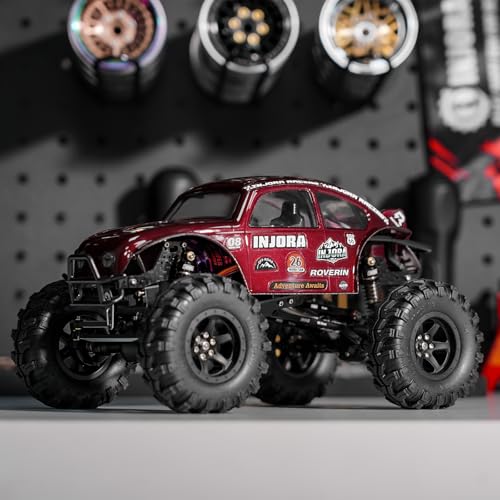 INJORA BUG24 Body with Roll Cage for 1/24 Axial SCX24 C10 JLU Bronco Base Camp 4Runner Upgrade(Burgundy)