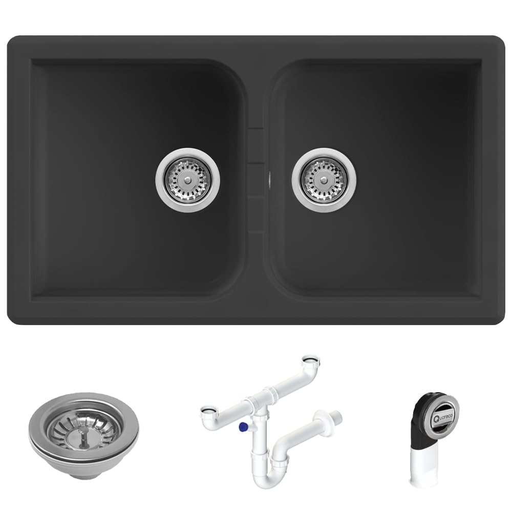 Prime 862 Lavello da Incasso Granito Nero 86x50 2 Vasche QLP862NE