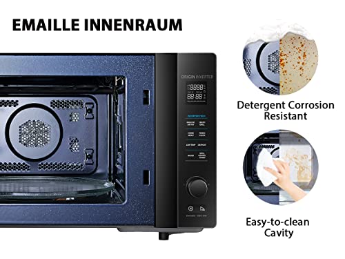 Toshiba MV-TC25T(BK) 4-in-1-Mikrowellenherd mit Heißluftfritteuse, Origin-Inverter-Technologie, leicht zu reinigendem Emaille-Innenraum, 25 L, 2100 W, Schwarz – Bild 5