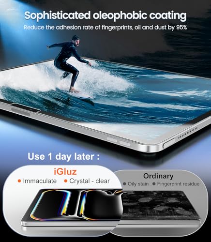 Image of iGluz 2 Pack for iPad Pro 11-inch M5 /M4 (2025 /2024) 9H+ Tempered Glass Screen Protector with Easy-Install Box[12FT Military Grade Shatterproof] Apple Pencil Compatible,HD Clarity,Scratch Resistant