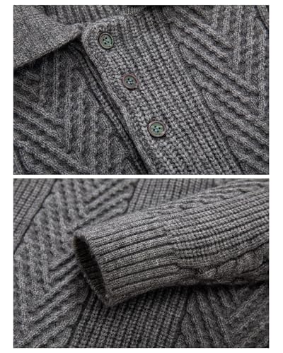 Men's Half Button Pullover Sweater Solid Color Lapel Knitted Sweater Casual Business Work Top2