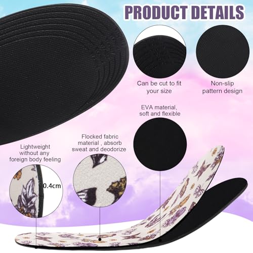 Image of 3 Pairs No Show Socks Sockless Shoe Liner Washable Barefoot Shoe Insoles No Slipping Inserts(Lively Style)