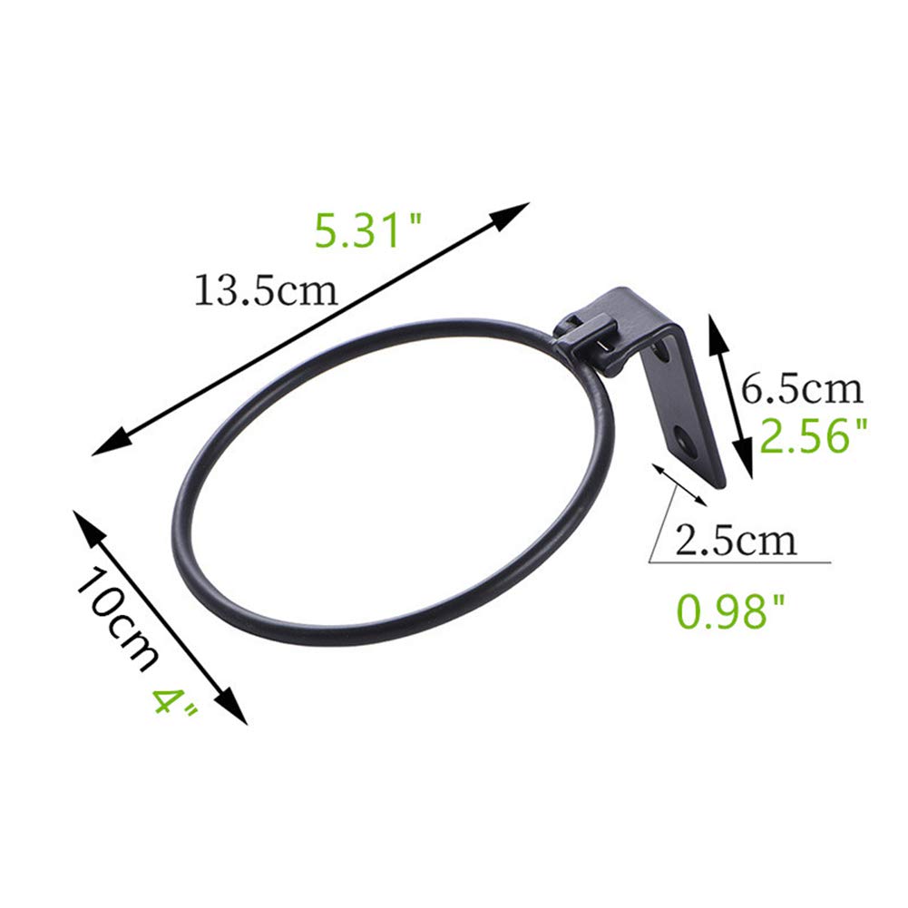 Dtacke 3pcs 4 inch Wall Planter Hook Wall Planter Flower Pot Holder Ring Wall Mounted Black Metal