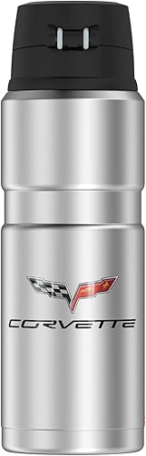 Miniatura 2 de Chevy OFFICIAL 2005 Corvette Emblem With Text THERMOS - Botella de bebida de acero inoxidable King con aislamiento al vacío y doble pared, 24 onzas