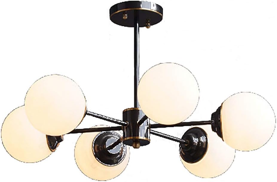 Modern 12-Lights BrassGlass During Light Irregular Metal Industrial Ceiling Lamp for Kitchen Island Dining Room Sink-Black rub d 6 Head (Black Rub d 6 Head)