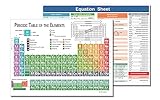 Zastic! The Pocket Periodic Table of Elements Chart - Laminated 9x12 in Pocket Size Chemistry Reference Poster Chart with Equation Cheat Sheet - Study Guide for Highschool College