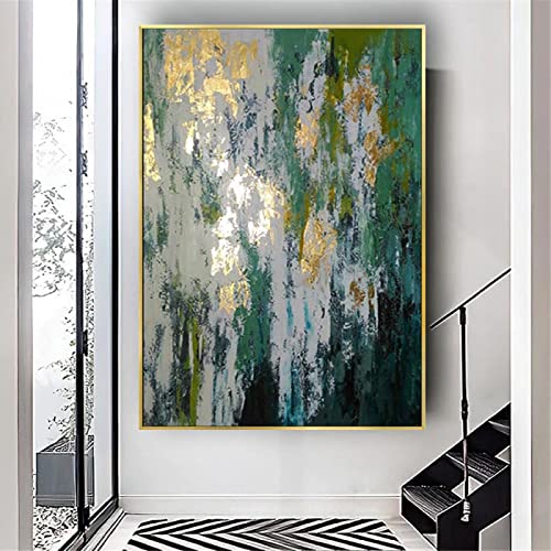 Amazon.co.jp: 抽象レトロダークグリーン装飾絵画インテリアキャンバス