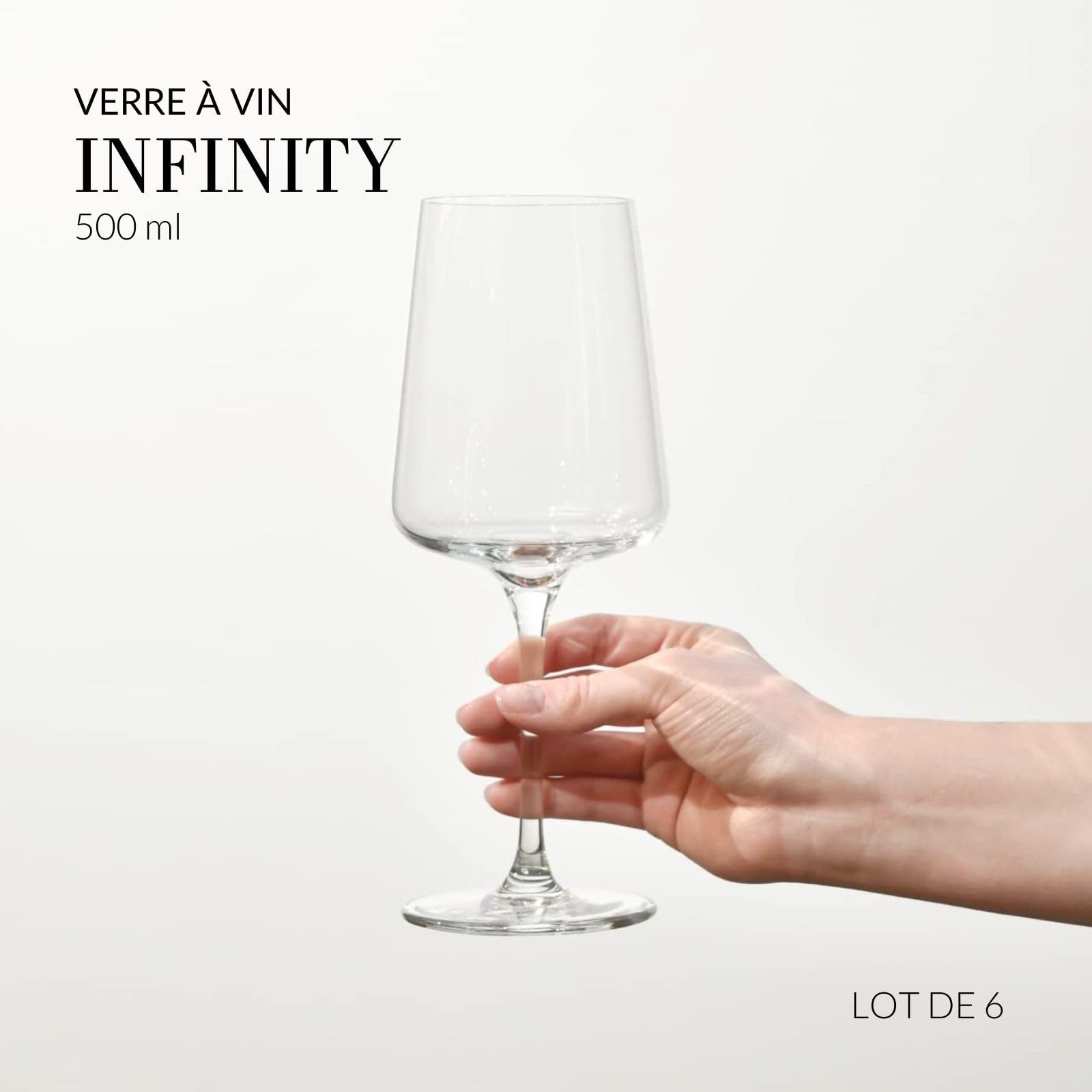 Krosno Verres à Vin Rouge Lot de 6, 500 ml, Merlot, Collection Infinity | Verre à vin blanc, rosé, Cabernet, cocktail, Cristal sans plomb, Compatibles lave-vaisselle, Verrerie élégants, Idée cadeau